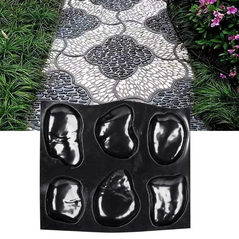 Matrita pavaj beton forma piatra naturala 46x40.5 cm | Turnare dale decorative pentru curte si alei | Reutilizabila pentru gradina
