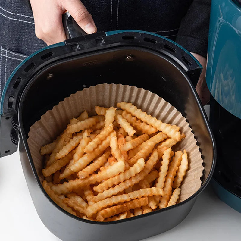 Set 2x100 hartii de copt pentru Airfryer 16x16x4.5cm | Tavi unica folosinta friteuza | Antiaderente, rezistente la caldura, usor de folosit