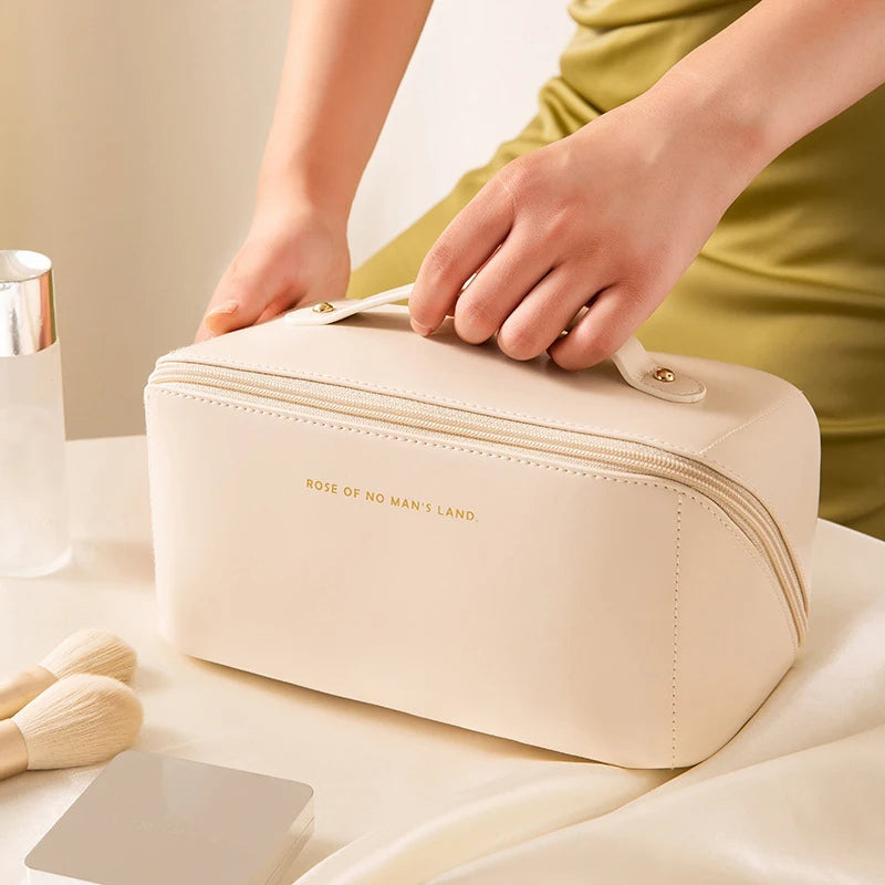 Geanta cosmetica portabila cu maner | Organizator machiaj si produse cosmetice | Compartimente multiple, design compact si usor de transportat