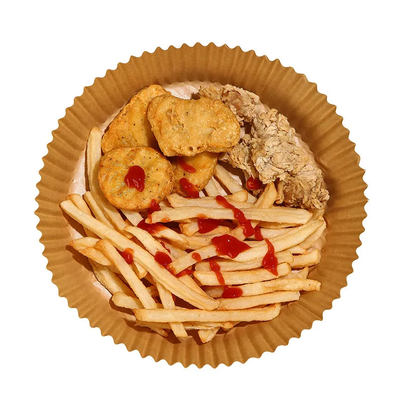 Set 2x100 hartii de copt pentru Airfryer 16x16x4.5cm | Tavi unica folosinta friteuza | Antiaderente, rezistente la caldura, usor de folosit