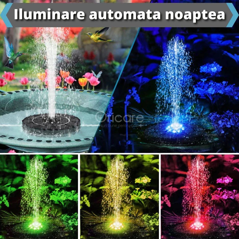 Fantana solara SunnyWater pentru iaz, gradina sau decor exterior | Jeturi de apa decorative cu panou solar automat | Fara cabluri