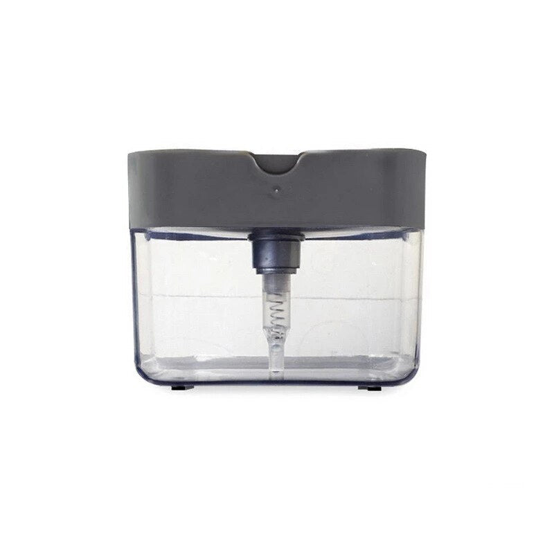 Dozator detergent vase cu suport burete 2 in 1 | Dispenser lichid cu apasare pentru bucatarie | Accesoriu compact chiuveta