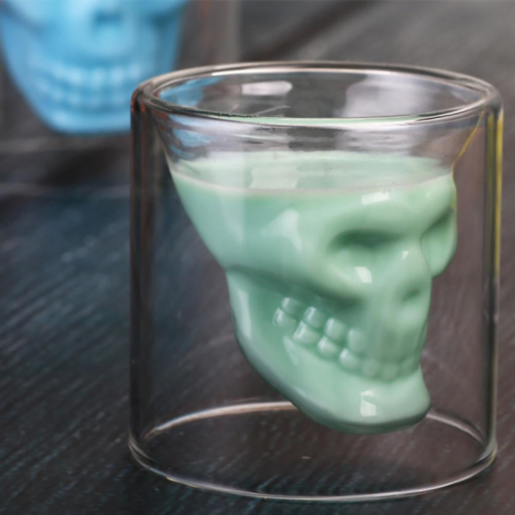 Set 4 pahare shot tip craniu Hot&Cool 75ml | Sticla rezistenta la temperaturi | Design original pentru petreceri si cadouri