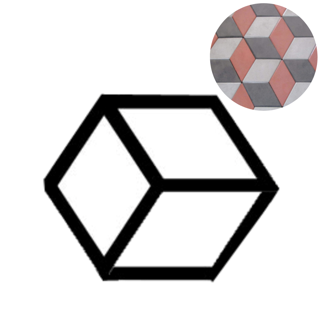 Matrita pavaj beton Model 2 – 44.5x38 cm | Forma cub 3D stil izometric | Pavaj decorativ creativ pentru curte si gradina