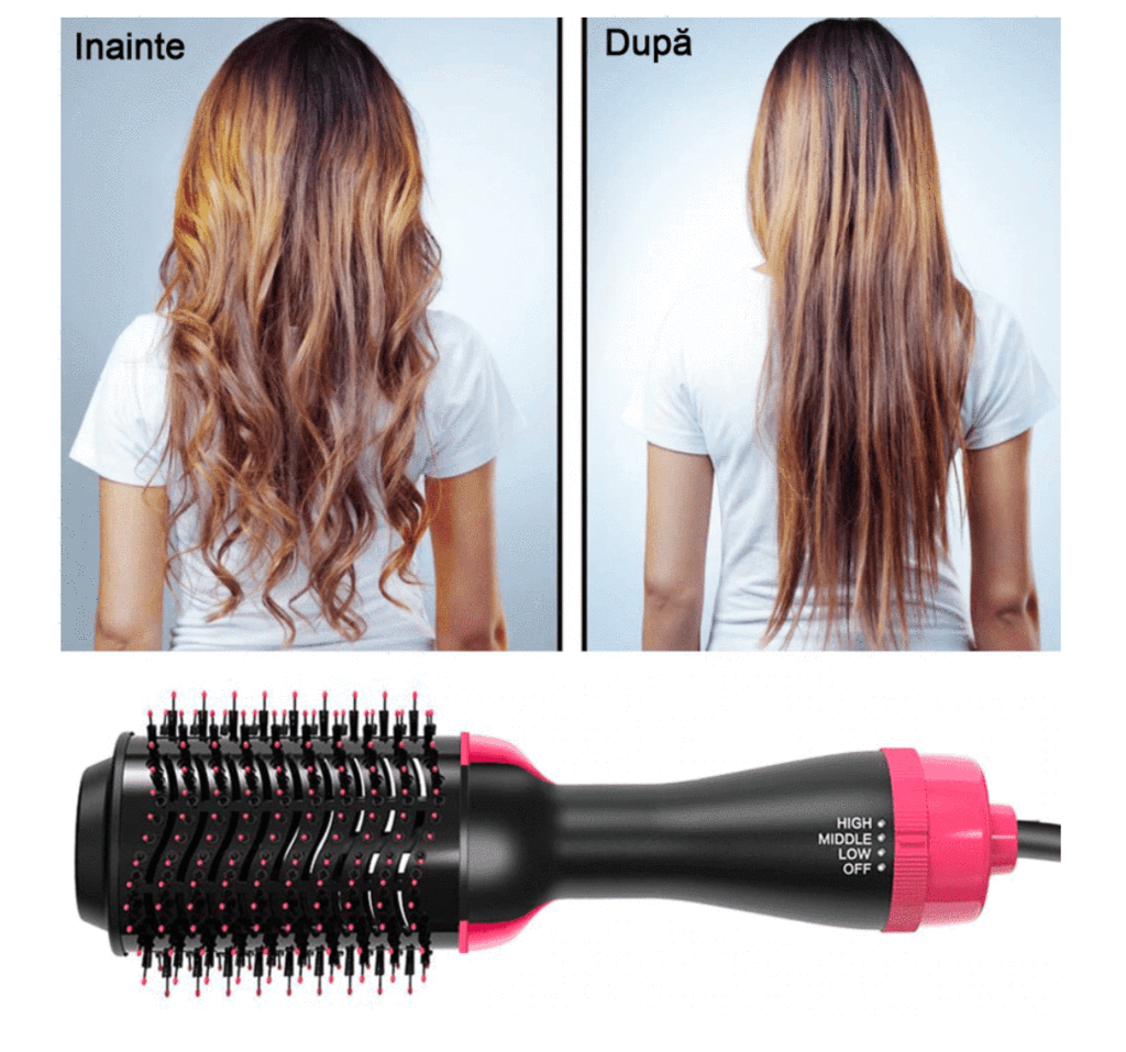 Perie electrica fixa StyssiPro 3in1 pentru uscare si volum | 3 trepte caldura, putere 1000W | Coafare rapida, design ergonomic si eficient
