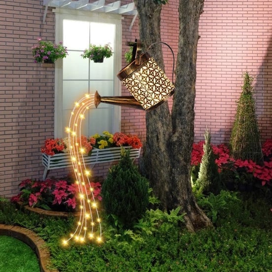 Lampa solara decorativa stropitoare, 40 leduri alb cald, simuleaza curgerea apei