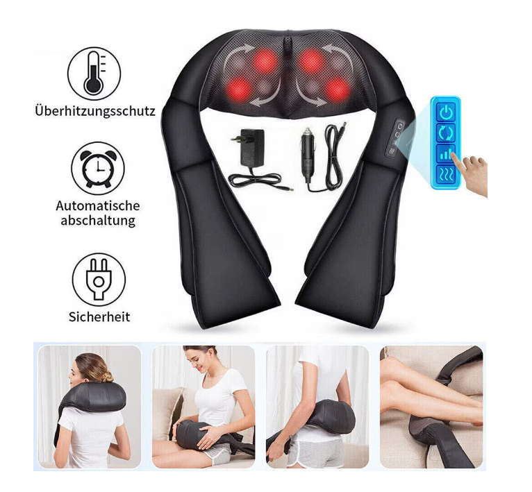 Aparat de masaj Mmgoqqt 8 capete rotative cu functie de caldura | Relaxare gat, umeri, spate | Design multicolor, ergonomic, electric