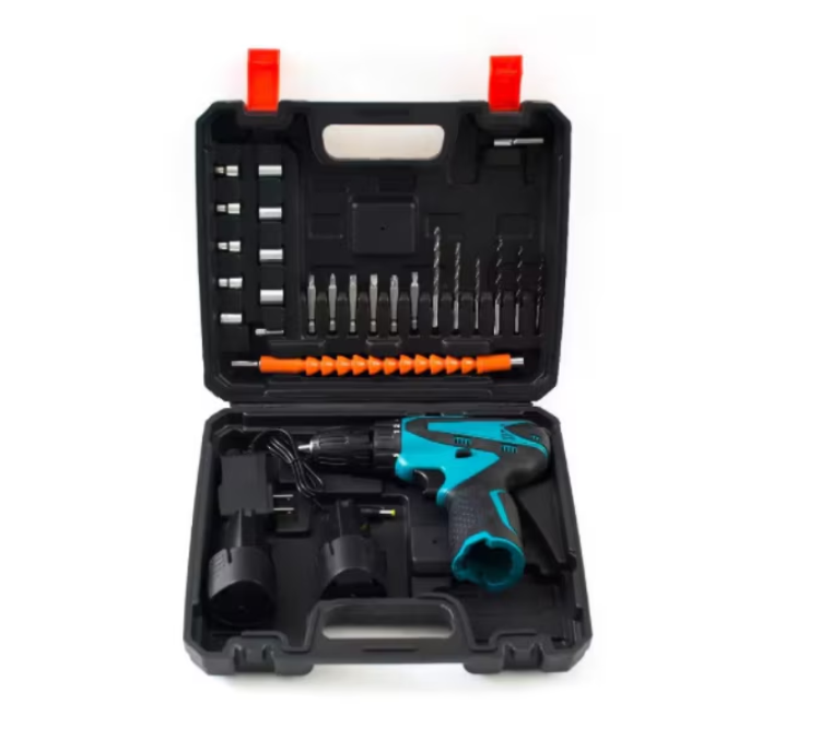 Trusa bormasina si surubelnita electrica fara fir 12V albastru | 1 acumulator, 22 accesorii incluse, 2 viteze | Portabila si usor de folosit