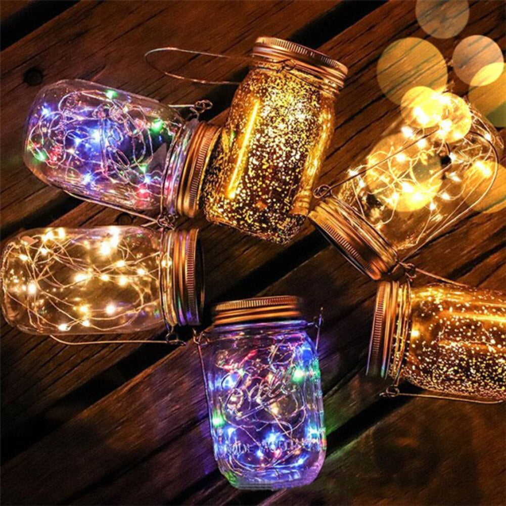 Lampa solara decorativa, tip borcan, cu incarcare solara si iluminare tip LED