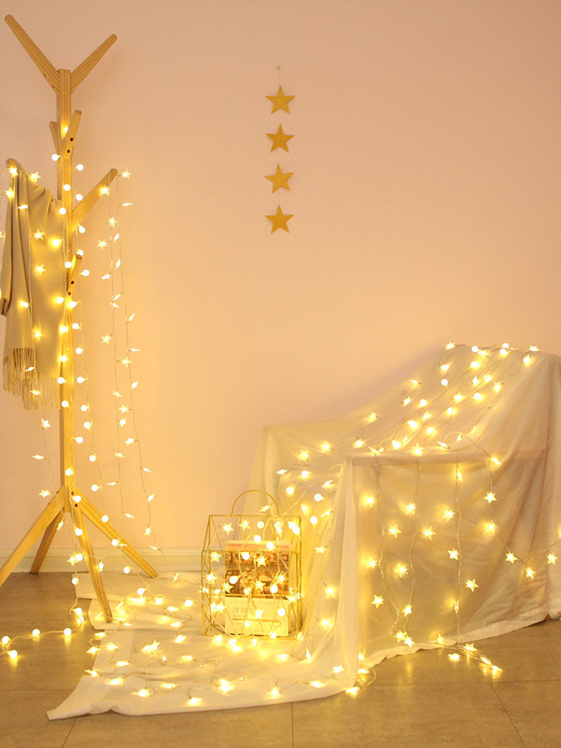 Instalatie tip Perdea cu stelute pentru Craciun, 3M, Alb cald