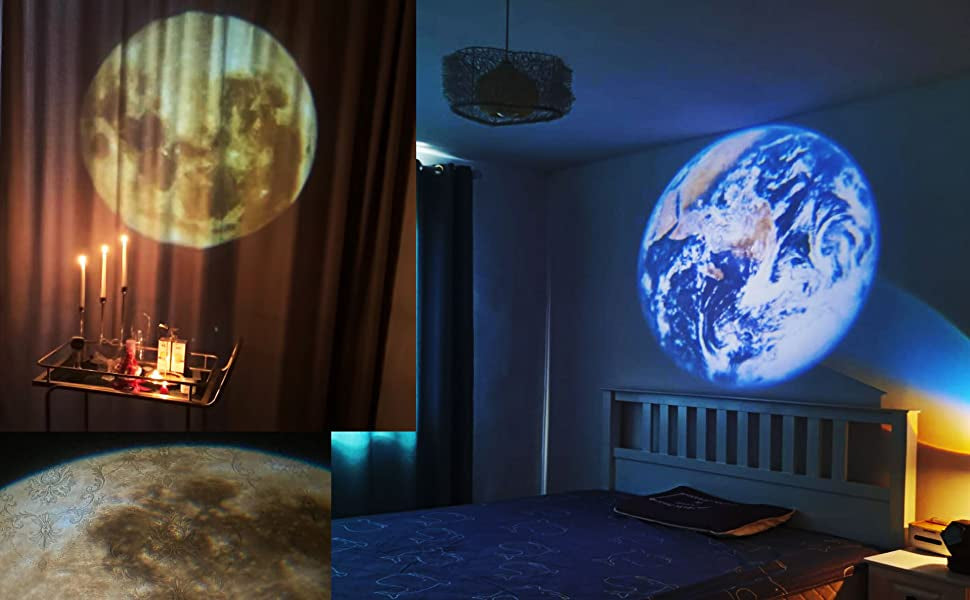 Proiector LED Luna si Pamant MoonLED | Iluminare ambientala decorativa cu efecte luminoase | Design modern si usor de folosit