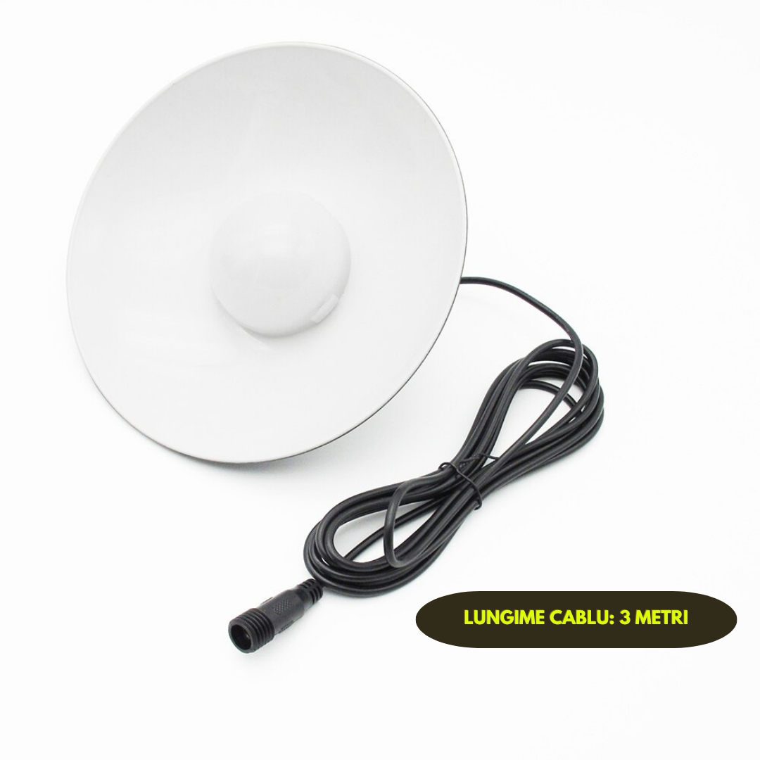 Lampa solara suspendata cu 4 becuri si panou solar | Telecomanda control lumina | Iluminat exterior curte, terasa, eficient si usor de montat