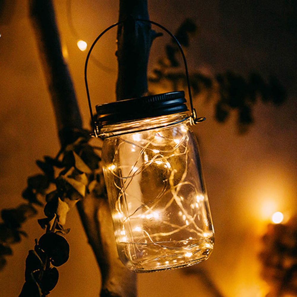 Lampa solara decorativa, tip borcan, cu incarcare solara si iluminare tip LED