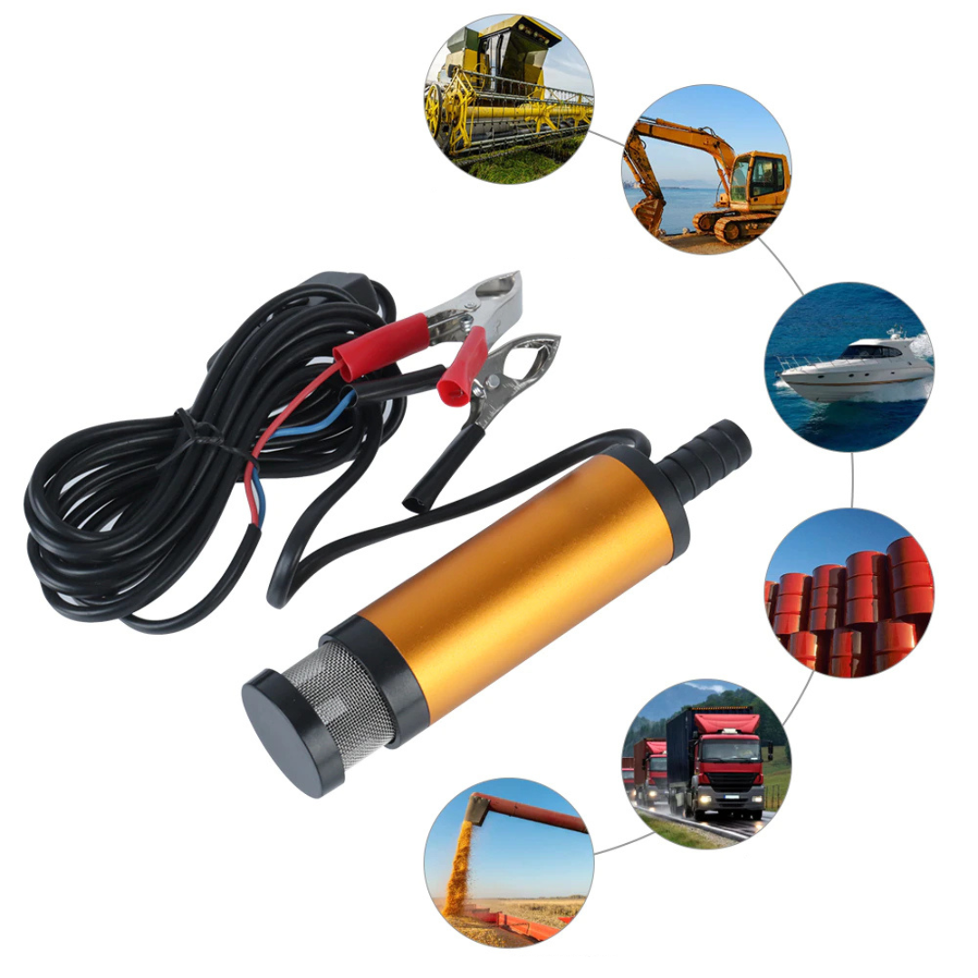 Pompa transfer lichide, combustibil sau uleiuri, putere 12L/minut, 12V, diametru 16mm, 8500 RPM