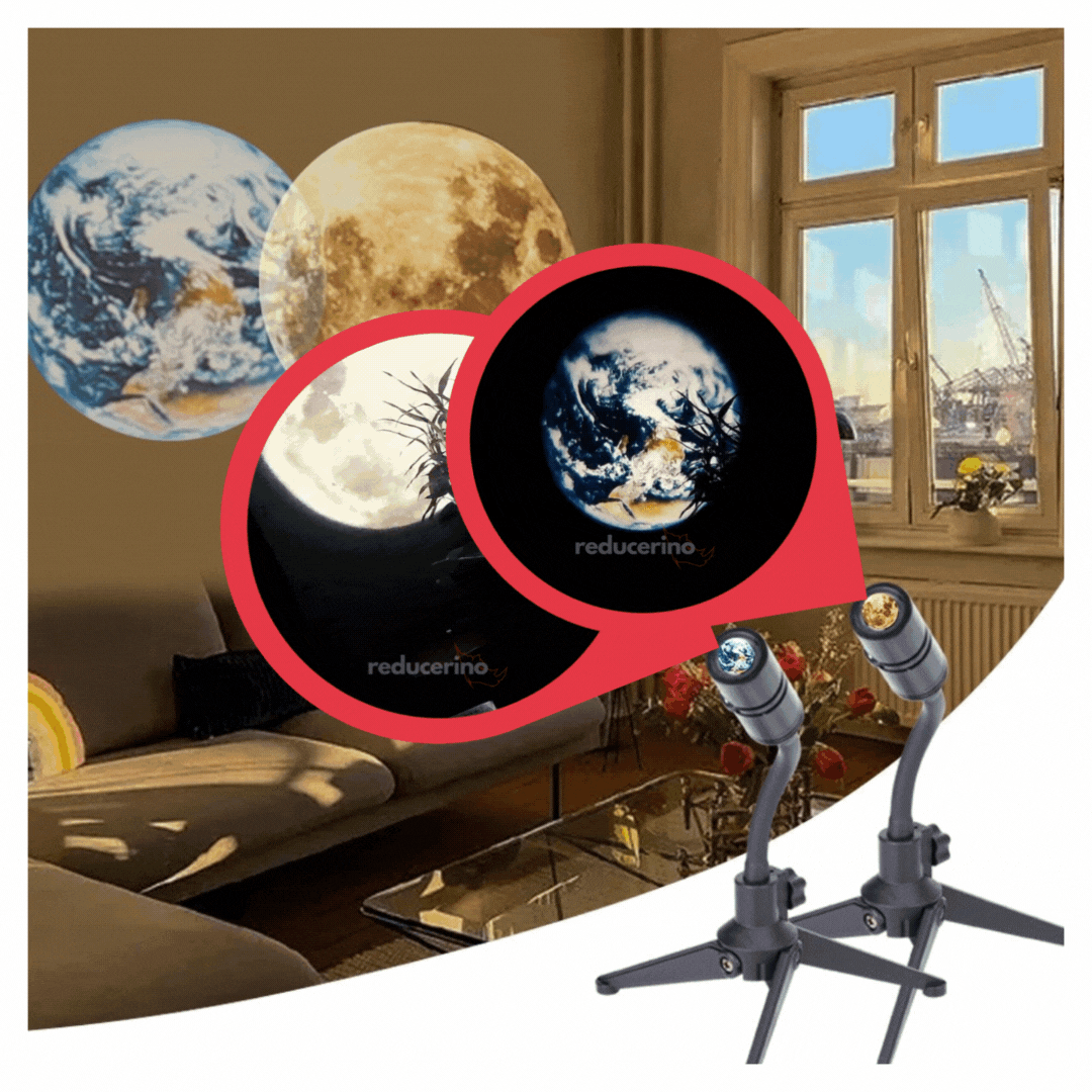 Proiector LED Luna si Pamant MoonLED | Iluminare ambientala decorativa cu efecte luminoase | Design modern si usor de folosit