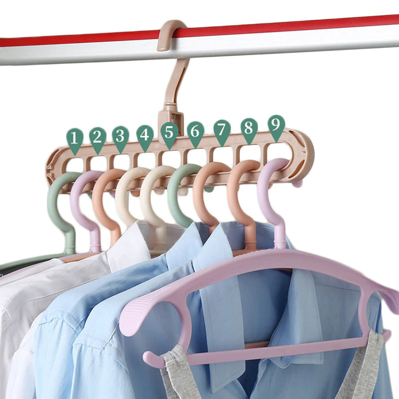 Set suport organizator pentru 9 umerase 1+1 CADOU | Depozitare practica si economisire spatiu | Material rezistent si usor de folosit