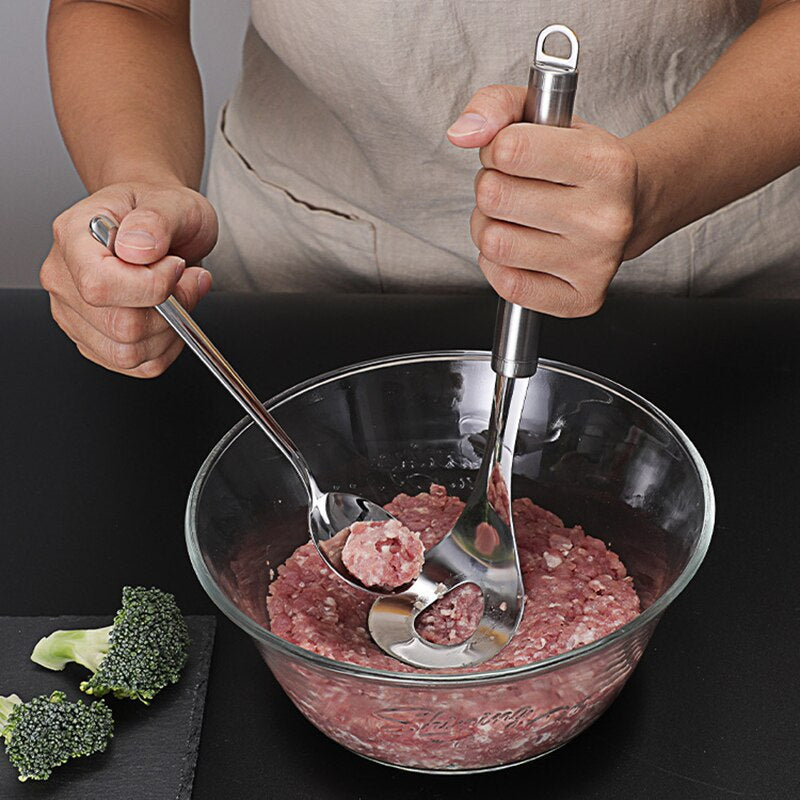 Lingura din inox cu gaura pentru chiftele 1+1 CADOU ,diferite compozitii, 24.5x6.5CM