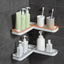 Suport baie dublu autoadeziv rotativ 180° | Organizator perete fara gaurire 33x11x3cm | Etajera moderna pentru accesorii dus