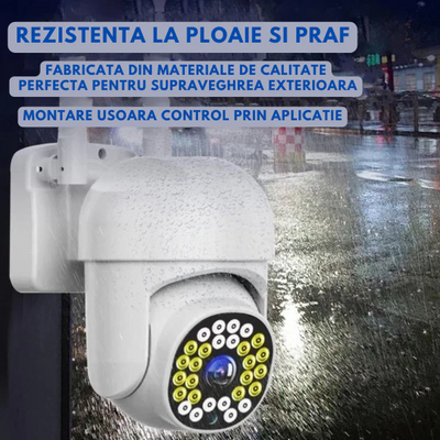 Camera IP-SMART wireless 4K | Supraveghere video HD, night vision | Card memorie, detectie miscare, acces remote prin aplicatie