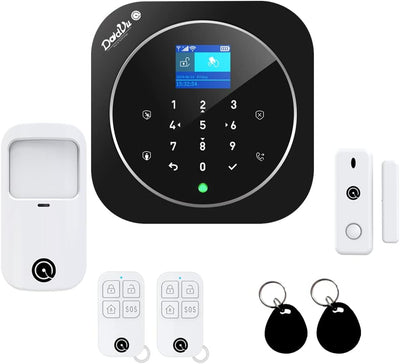 Sistem alarma GSM wireless pentru casa cu WiFi, aplicatie iOS/Android Tuya | RFID, ecran LCD tactil, tastatura, frecventa 433MHz, 11 limbi