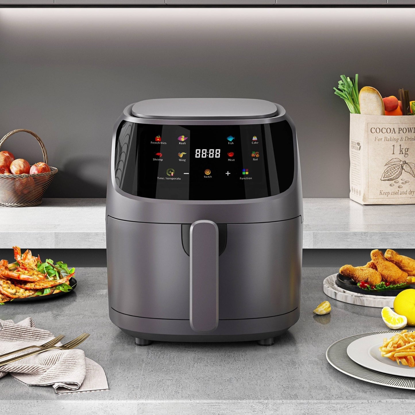 Friteuza Silver Crest, 2400W cu aer cald AirFryer, 8L