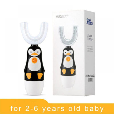 Periuta electrica pentru copii in forma de pinguin | Curatare delicata si eficienta | Design atractiv si ergonomic, usor de folosit