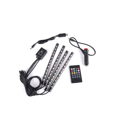 Kit lumini ambientale 4 benzi cu 12 SMD RGB | Telecomanda si control muzica | Iluminat decorativ flexibil pentru casa si eveniment