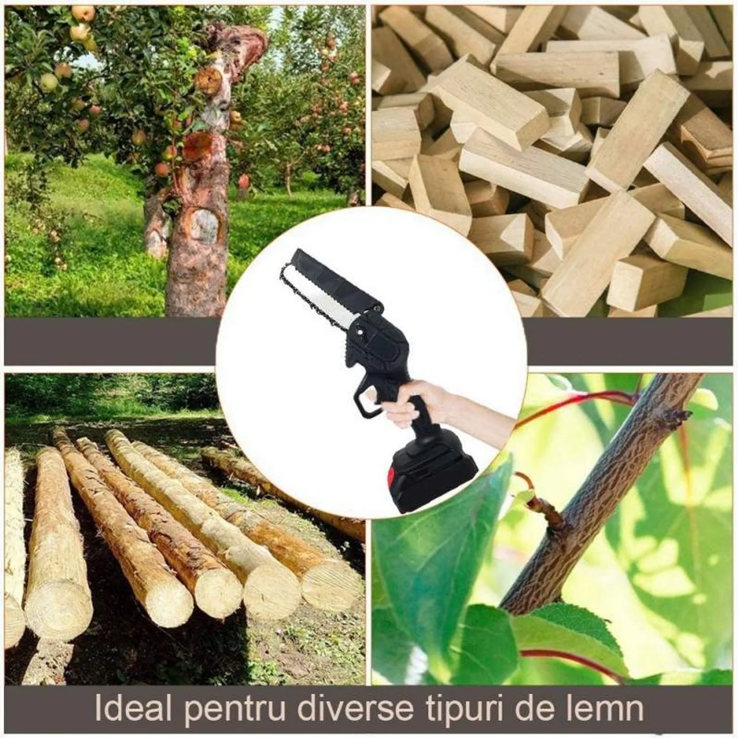 Drujba cu lama de 20 CM, 700W cu lant electric portabil/ fierastrau, 36V, 2 acumulatori