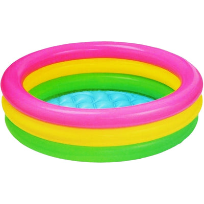 Piscina gonflabila pentru copii 86x25 cm curcubeu | Usor de umflat si transportat | Design colorat, sigur si distractiv pentru vara