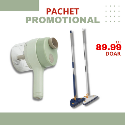 PACHET PROMOTIONAL | Mop Rotativ 360° + Tocator si maruntitor electric 4in1