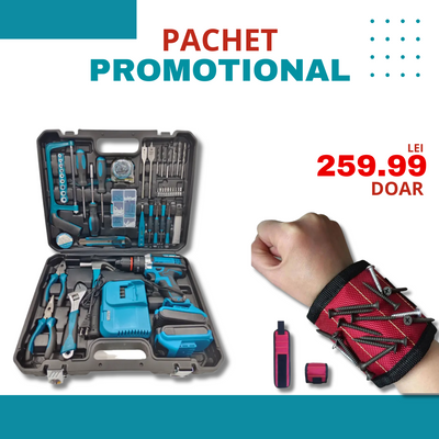 PACHET PROMOTIONAL | Trusa profesionala de scule + Bratara Magnetica de Incheietura