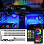 Banda LED auto RGB pentru interior masina | Iluminat ambiental multicolor cu telecomanda | Flexibila, 12V, usor de montat pe bord si usi
