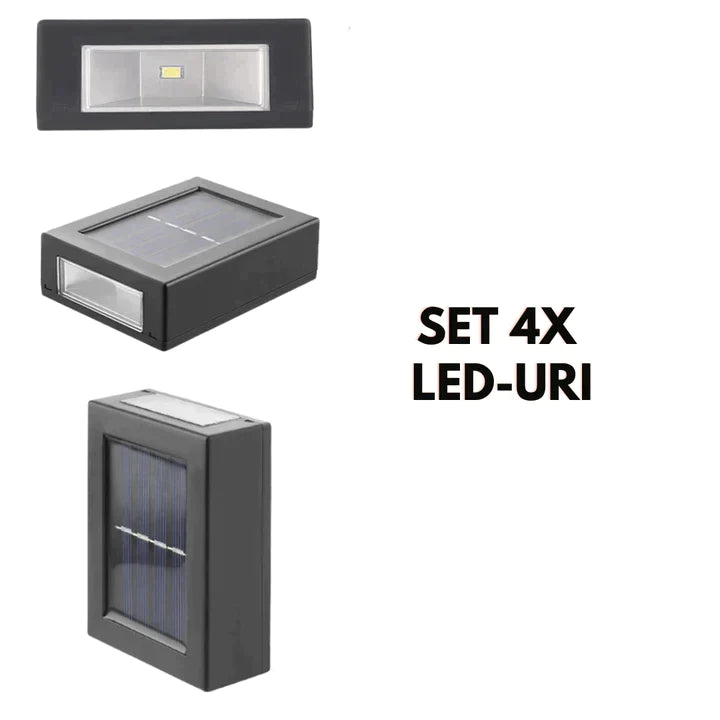 SET 4x LED-uri pentru perete cu incarcare solara LedBox LP-0024