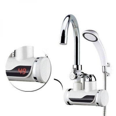 Robinet electric cu incalzire instantanee + dus, cu prindere pe perete si afisaj LED