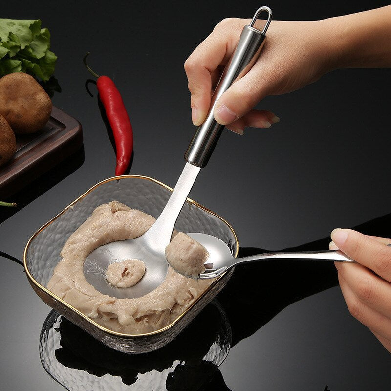 Lingura din inox cu gaura pentru chiftele 1+1 CADOU ,diferite compozitii, 24.5x6.5CM