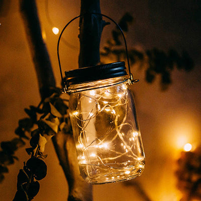 Lampa solara decorativa, tip borcan, cu incarcare solara si iluminare tip LED