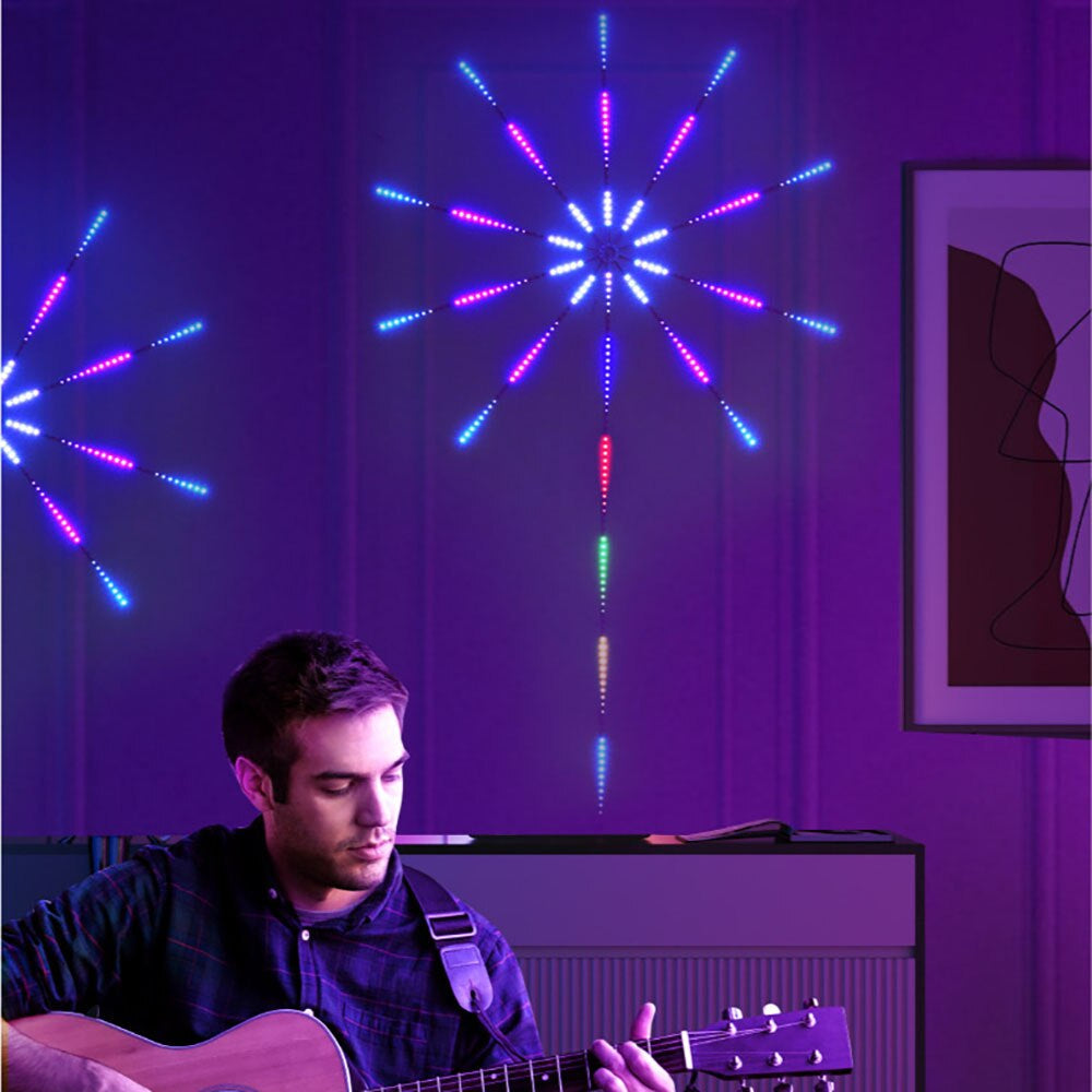 Lumini LED tip artificii inteligente, RGB, muzica, telecomanda