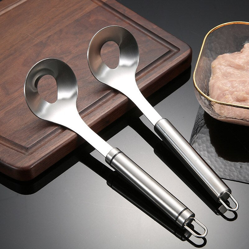 Lingura din inox cu gaura pentru chiftele 1+1 CADOU ,diferite compozitii, 24.5x6.5CM