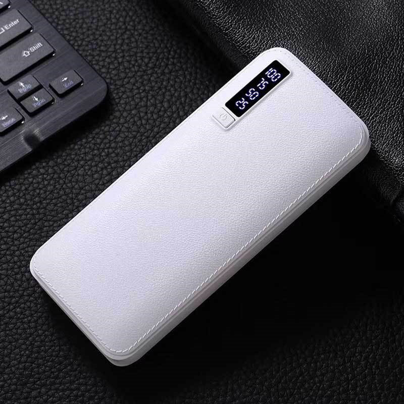 Baterie Externa 10000mAh, USB, Afisaj LCD, Lanterna, Alb