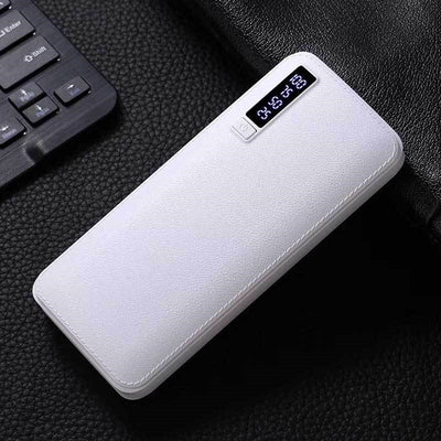 Baterie Externa 10000mAh, USB, Afisaj LCD, Lanterna, Alb