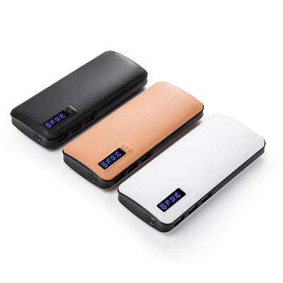 Baterie Externa 10000mAh, USB, Afisaj LCD, Lanterna, Alb