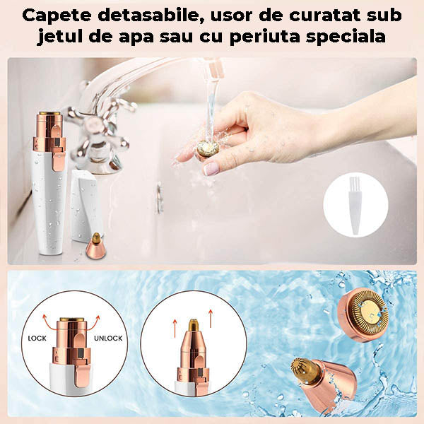 Epilator 2 in 1 pentru sprancene, fata si corp, cu incarcare USB, portabil, usor de utilizat