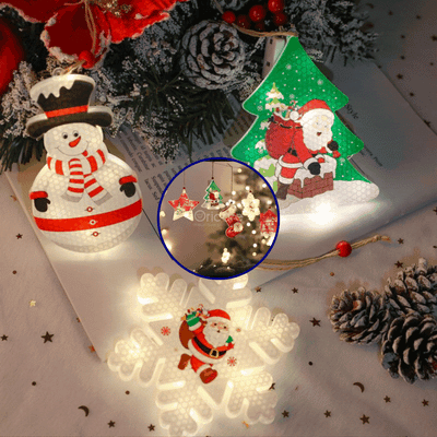 Instalatie craciun, perdea luminoasa cu diferite forme, 8 figurine