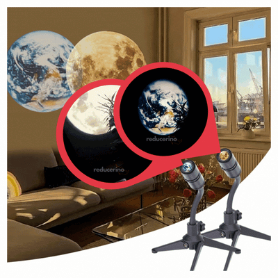 Proiector LED Luna si Pamant MoonLED | Iluminare ambientala decorativa cu efecte luminoase | Design modern si usor de folosit