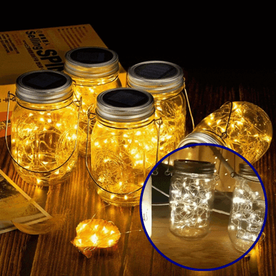 Lampa solara decorativa, tip borcan, cu incarcare solara si iluminare tip LED