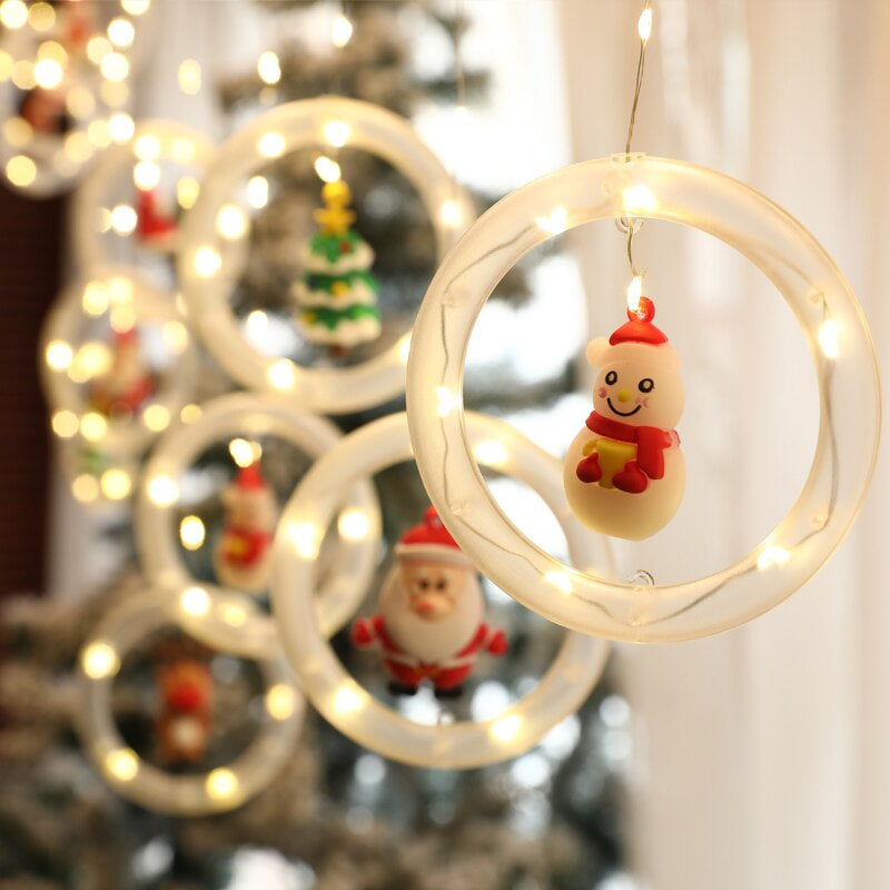 Instalatie LED tip Perdea cu diferite forme pentru Craciun, 4m, Alb cald, Multicolor