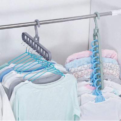 Set suport organizator pentru 9 umerase 1+1 CADOU | Depozitare practica si economisire spatiu | Material rezistent si usor de folosit