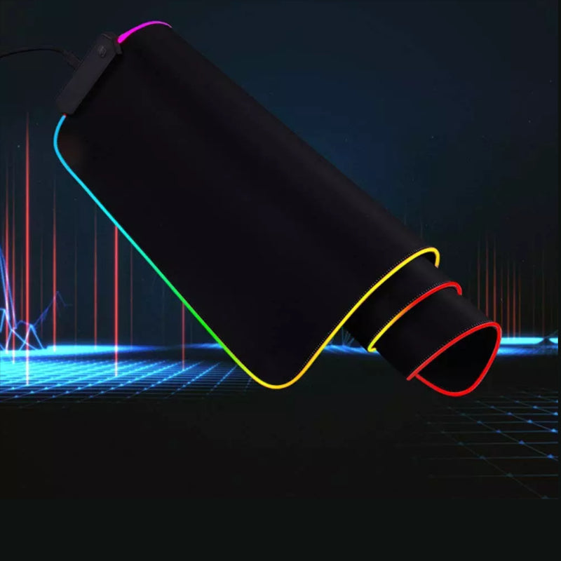 Mousepad cu iluminare LED RGB, 80 x 30 cm, Negru